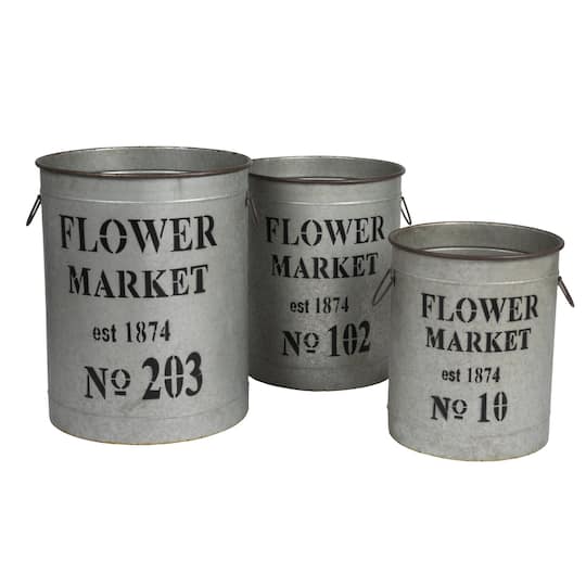 Hello Honey® Metal Flower Market Buckets Set